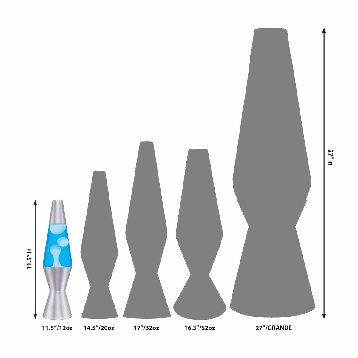 11.5″ LAVA LAMP – WHITE/BLUE/SILVER - US 0842