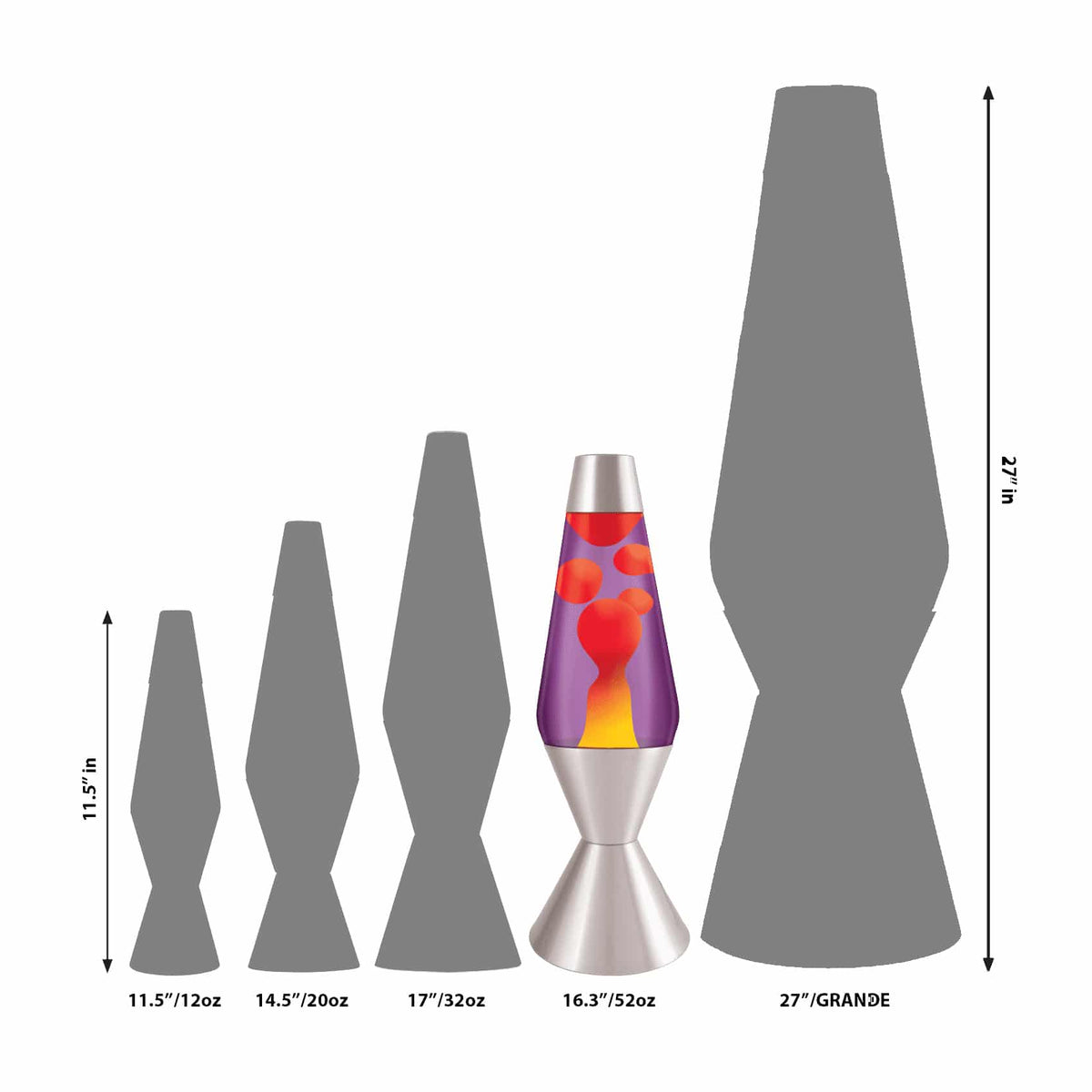 16.3″ LAVA LAMP – YELLOW/PURPLE/SILVER - US 5943